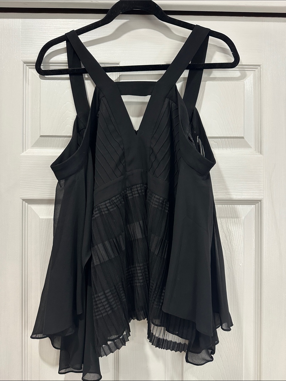 Guess Black Sheer Pleated Layered Dress